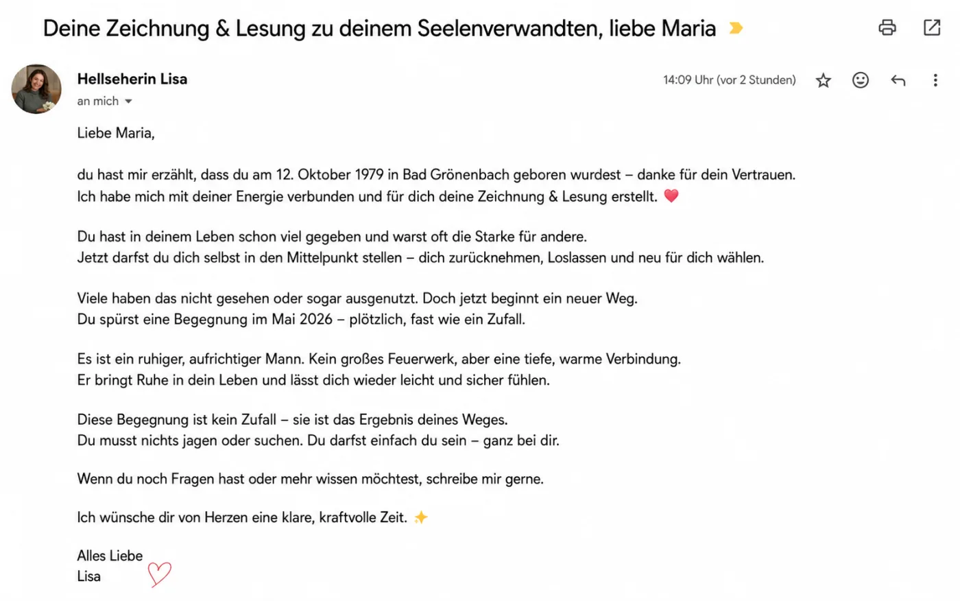 Beispiel Email mit Lesung